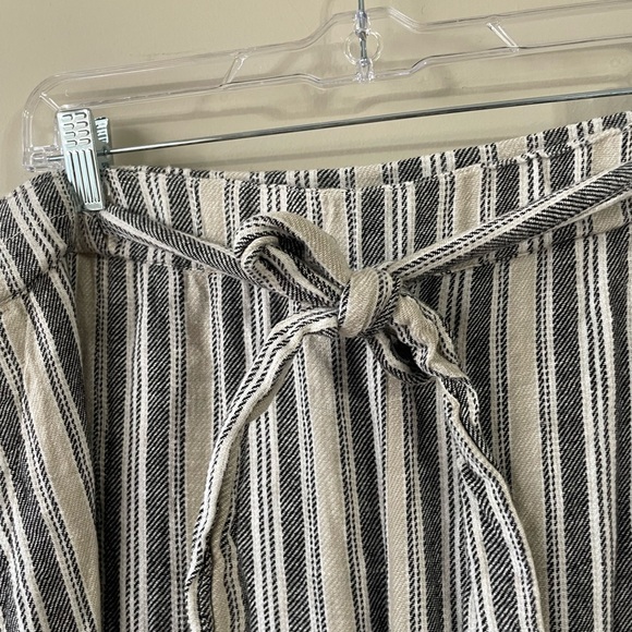 Women’s Plus Size Striped Linen Blend Wide Leg Cropped Pants - Calson - 1X - Picture 4 of 13